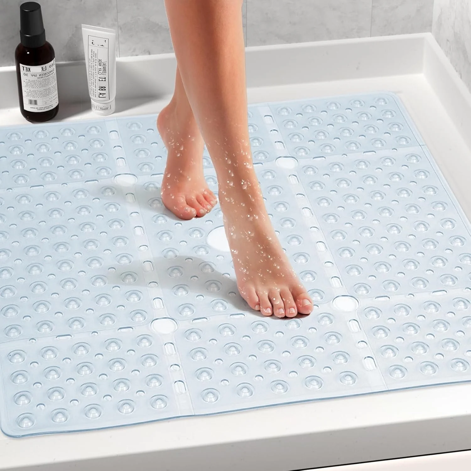 Bamboo Bath Mat - Square Shower Mat, 69x69cm Extra Large