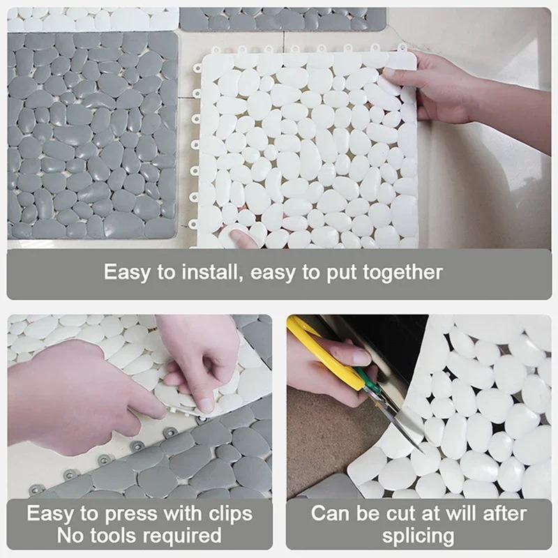1-10PC 30X30cm Bathroom Pebble - огляд і ціна Bamboo Bath Mat